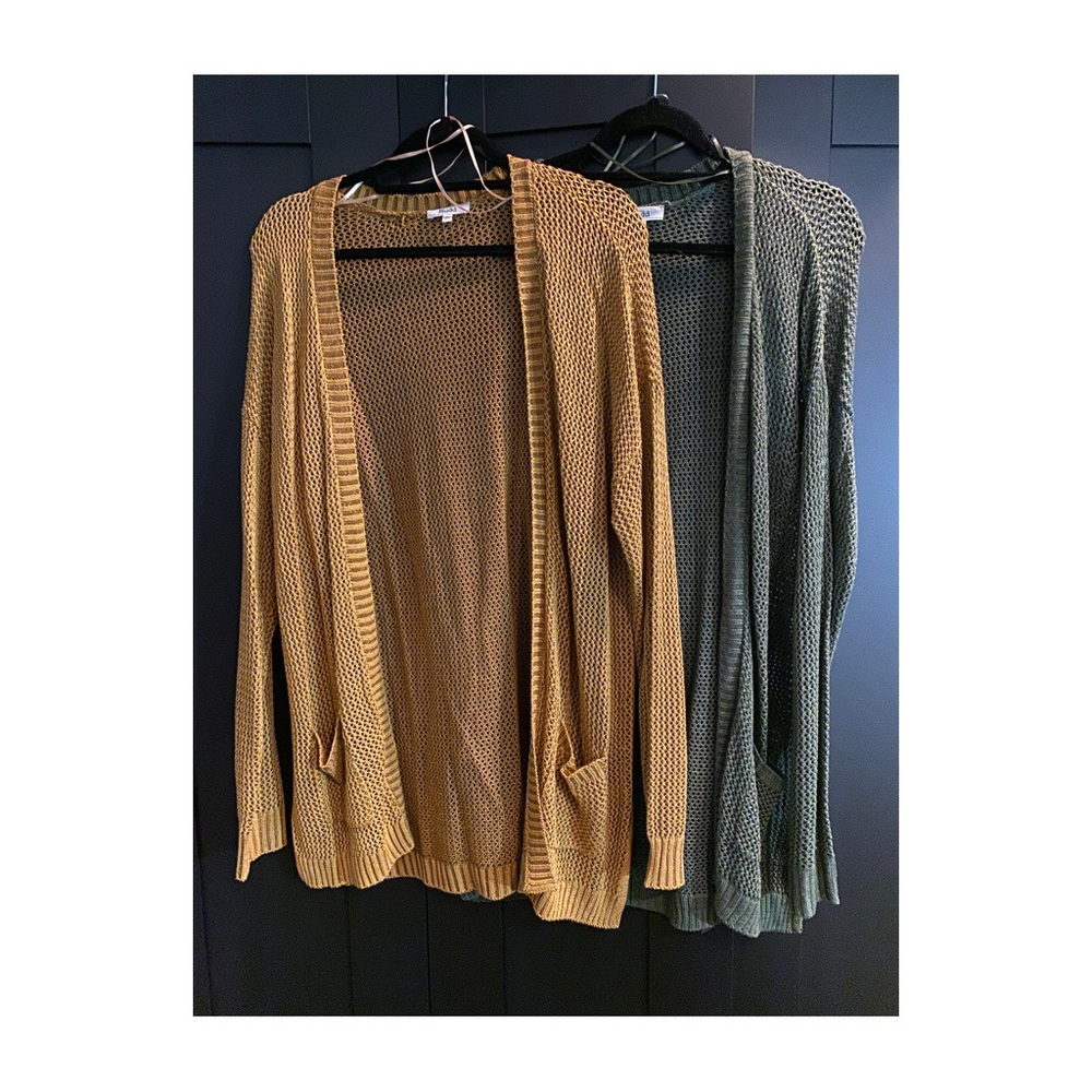 Mudd Crochet Gold Green Cardigan XL
